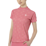 Short Sleeve Print Mock Neck Shirts Women