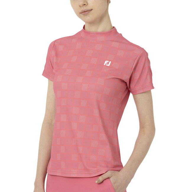 Short Sleeve Print Mock Neck Shirts Women