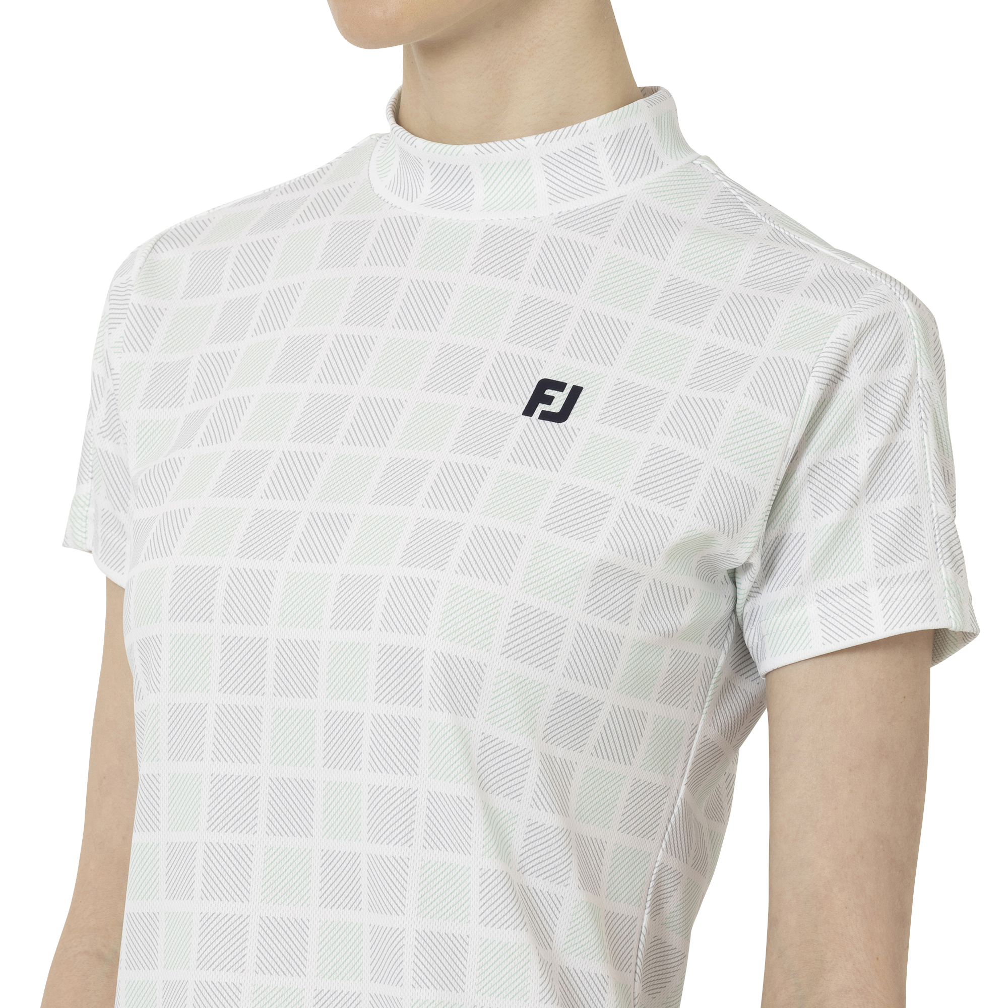 Short Sleeve Print Mock Neck Shirts Women