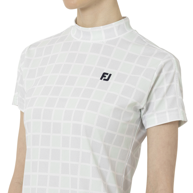 Short Sleeve Print Mock Neck Shirts Women