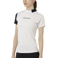 Short Sleeve Logo Mock Neck Shirts Women
