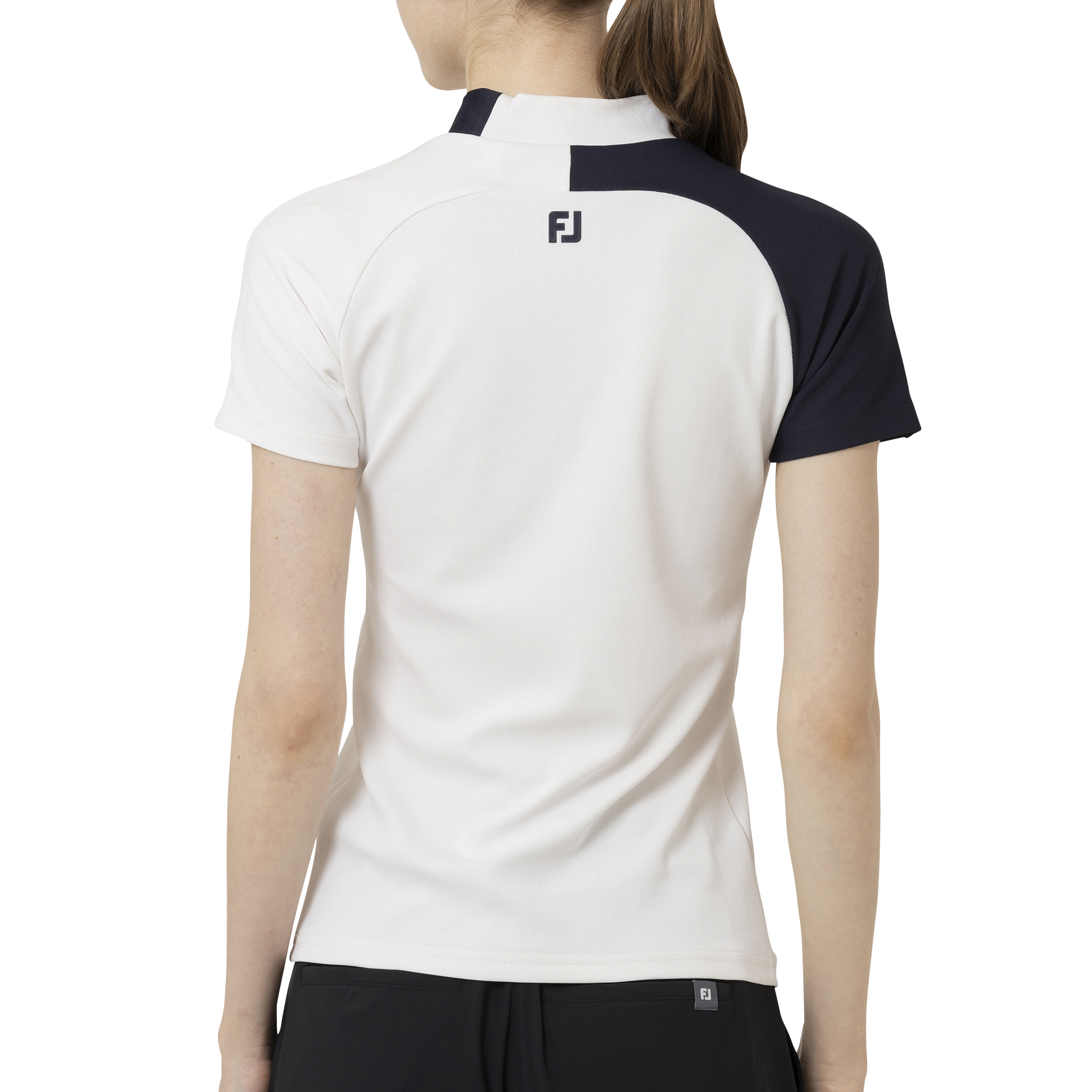Short Sleeve Logo Mock Neck Shirts Women