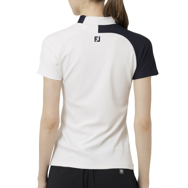 Short Sleeve Logo Mock Neck Shirts Women
