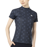 Short Sleeve Print Mock Neck Shirts Women