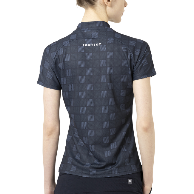 Short Sleeve Print Mock Neck Shirts Women