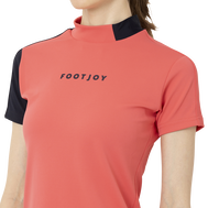 Short Sleeve Logo Mock Neck Shirts Women