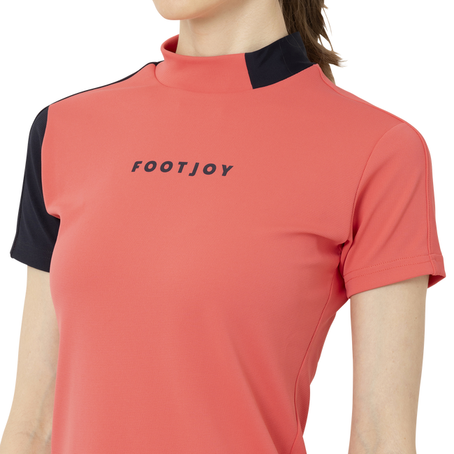 Short Sleeve Logo Mock Neck Shirts Women