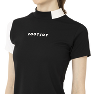 Short Sleeve Logo Mock Neck Shirts Women