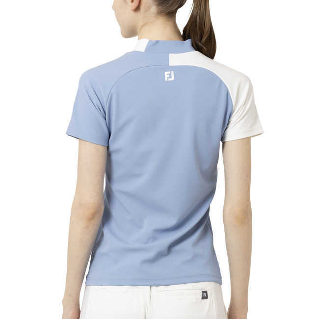 Short Sleeve Logo Mock Neck Shirts Women