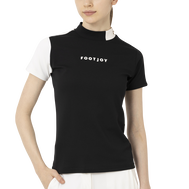 Short Sleeve Logo Mock Neck Shirts Women