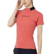 Short Sleeve Logo Mock Neck Shirts Women