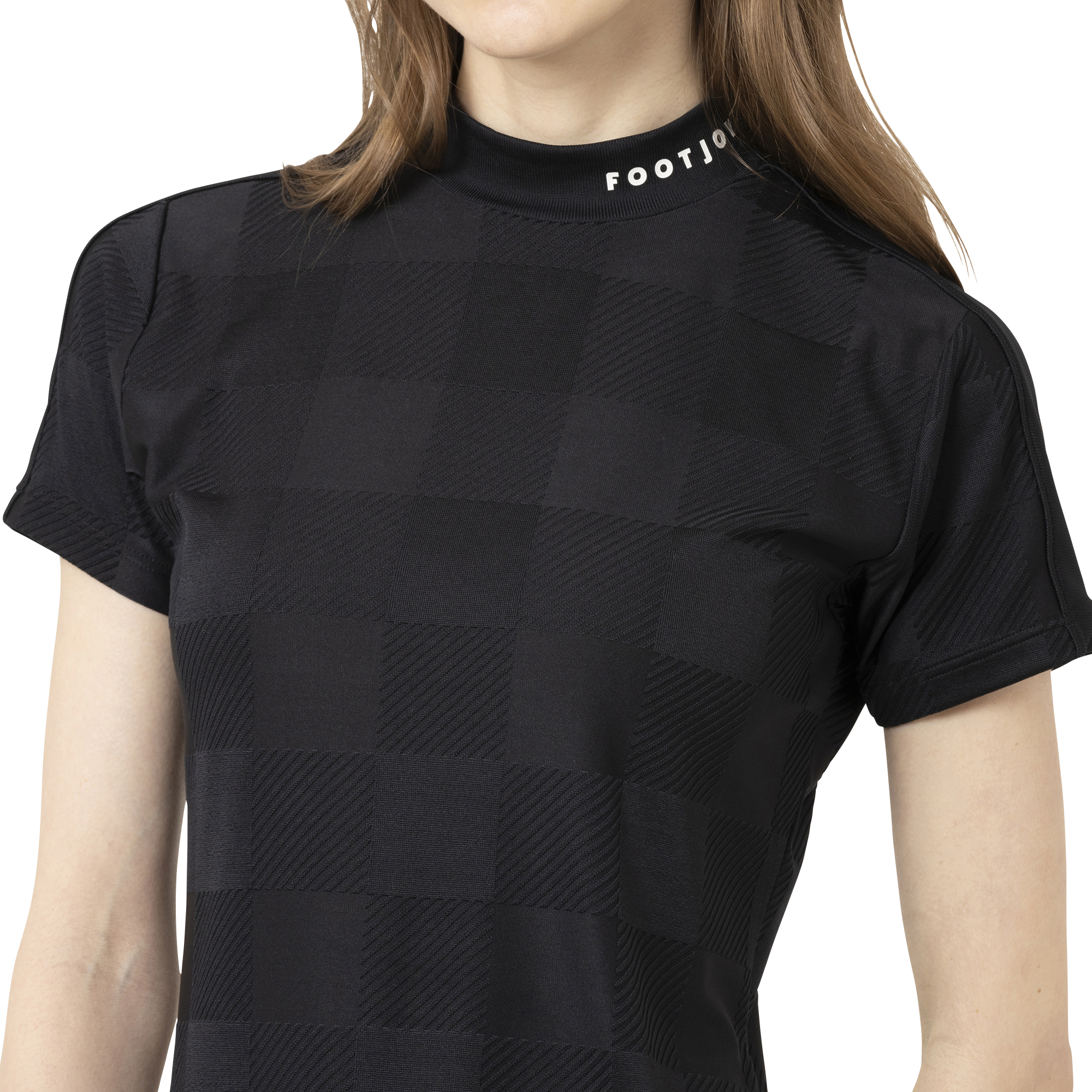 Short Sleeve Jacquard Mock Shirts Women
