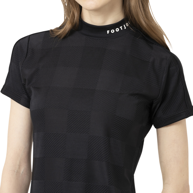 Short Sleeve Jacquard Mock Shirts Women