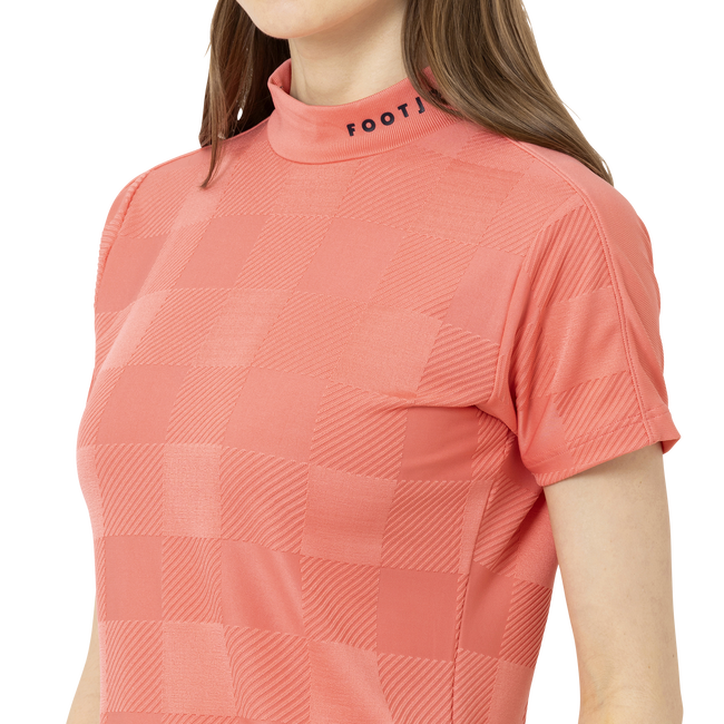 Short Sleeve Jacquard Mock Shirts Women