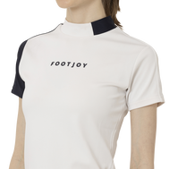 Short Sleeve Logo Mock Neck Shirts Women
