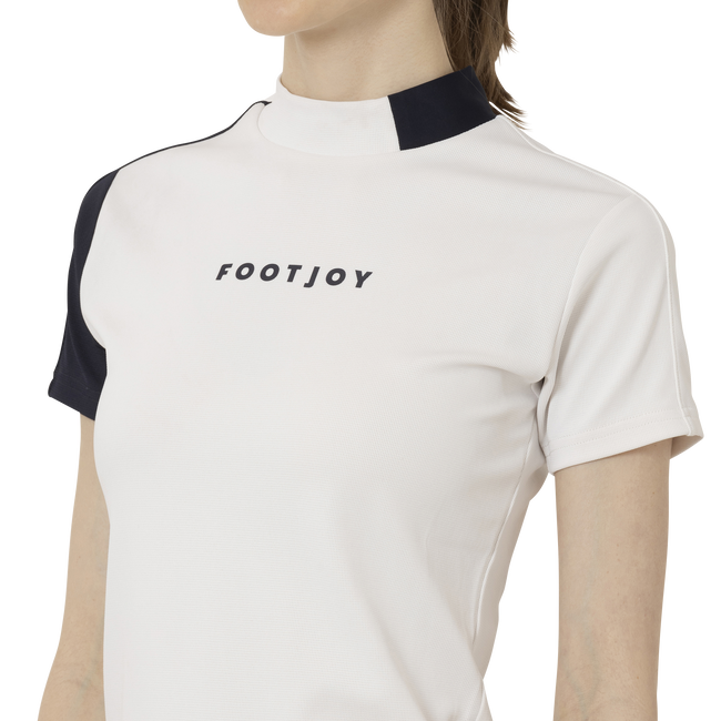 Short Sleeve Logo Mock Neck Shirts Women