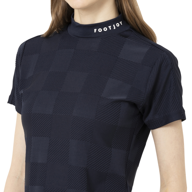 Short Sleeve Jacquard Mock Shirts Women