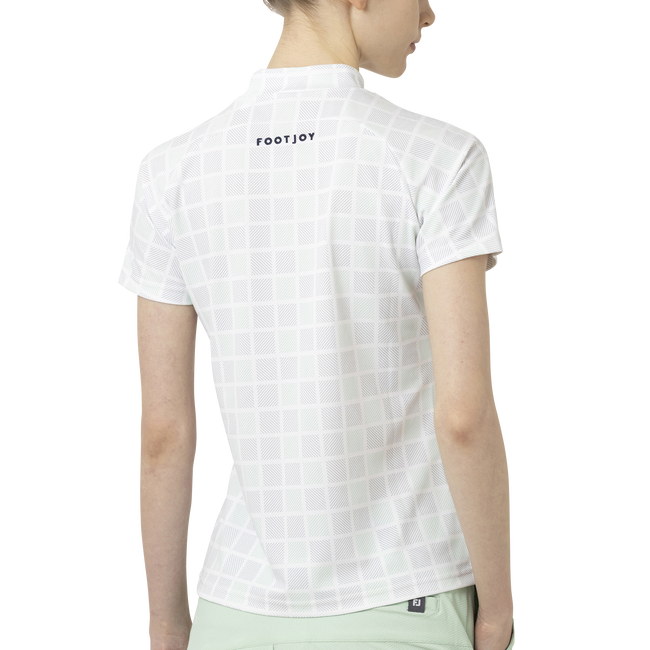 Short Sleeve Print Mock Neck Shirts Women