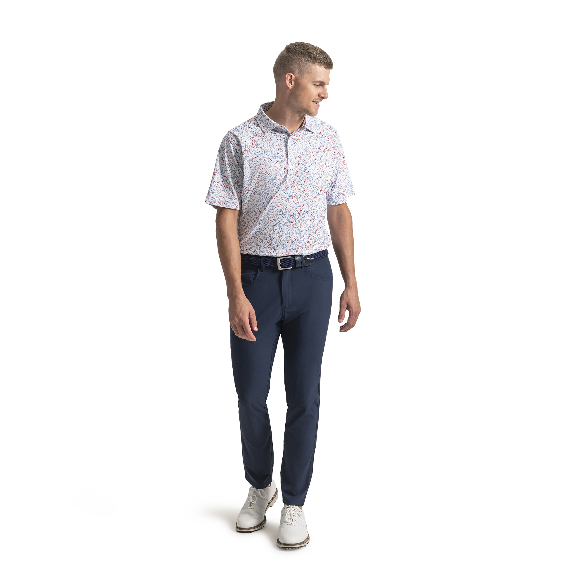 Watercolor Floral Print Pique Self Collar