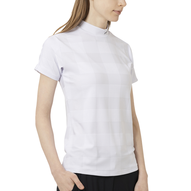 Short Sleeve Jacquard Mock Shirts Women