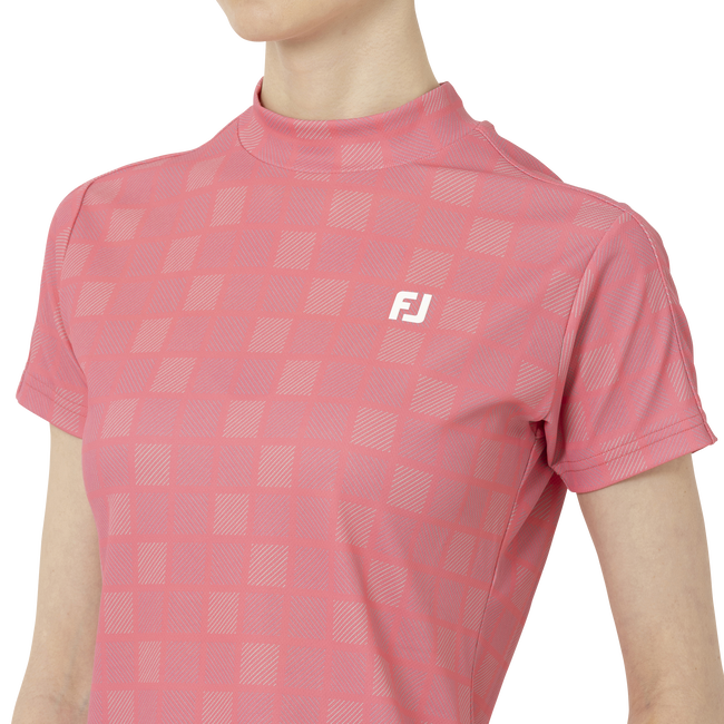 Short Sleeve Print Mock Neck Shirts Women