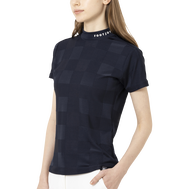 Short Sleeve Jacquard Mock Shirts Women