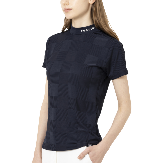 Short Sleeve Jacquard Mock Shirts Women