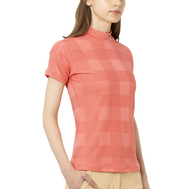 Short Sleeve Jacquard Mock Shirts Women