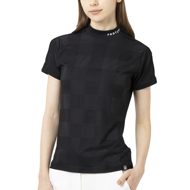 Short Sleeve Jacquard Mock Shirts Women