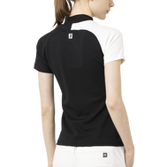 Short Sleeve Logo Mock Neck Shirts Women