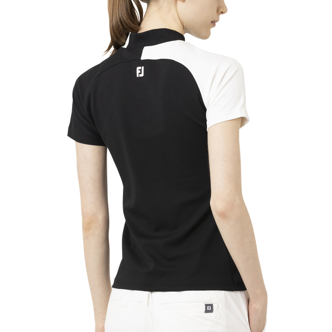 Short Sleeve Logo Mock Neck Shirts Women