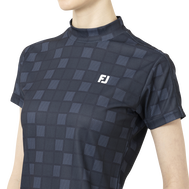 Short Sleeve Print Mock Neck Shirts Women