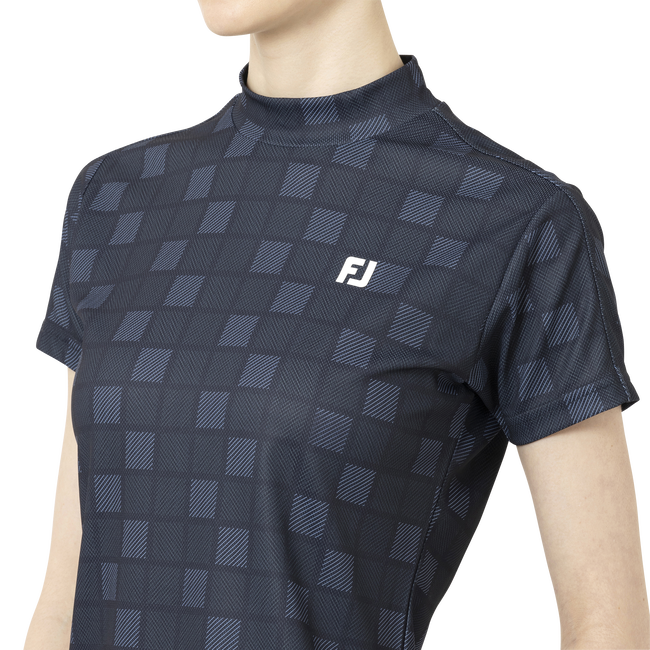 Short Sleeve Print Mock Neck Shirts Women